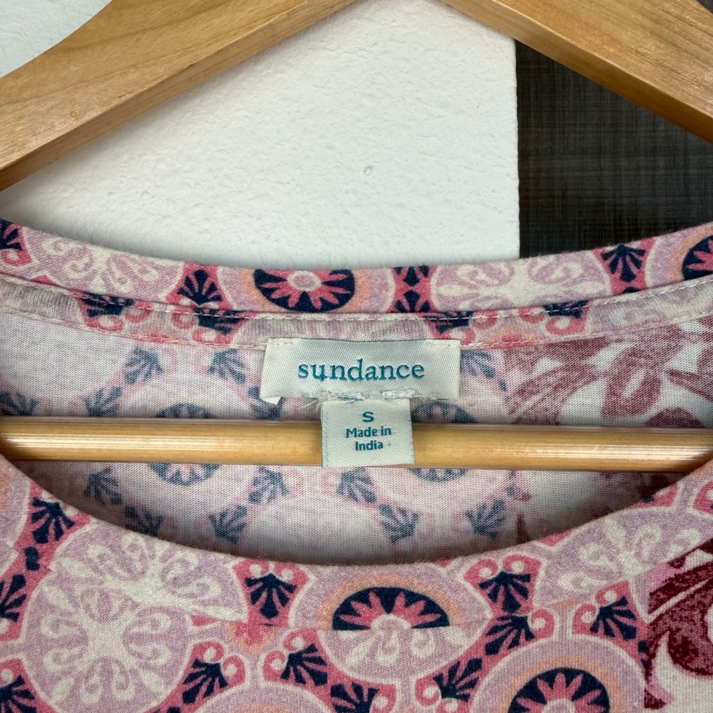 Sundance Pink Celebration Long Sleeve Tee Embroidered - Picture 12 of 13